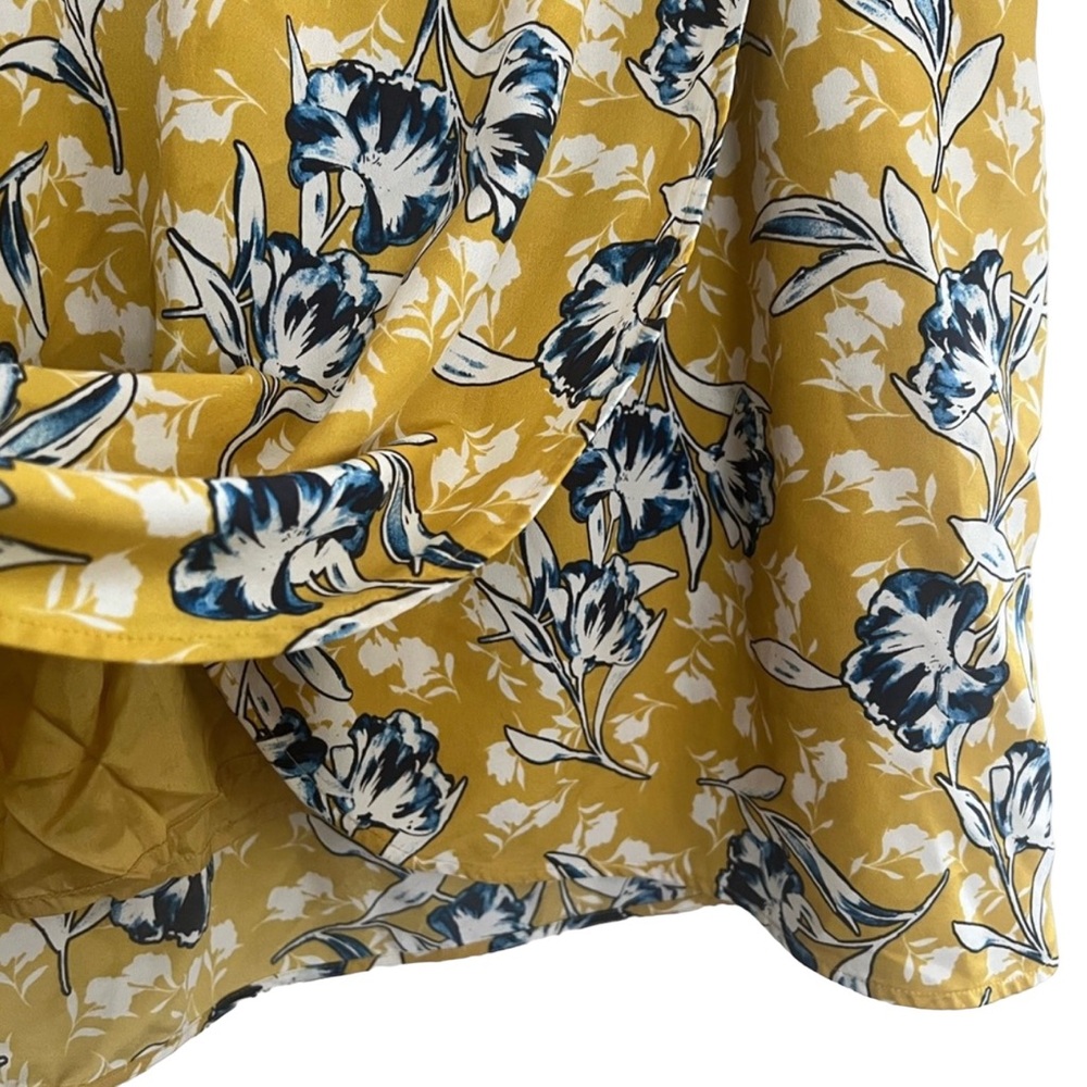 J. Crew Yellow 2017 Blue Floral Scoop Neck Dress Size 6 - Picture 2 of 5